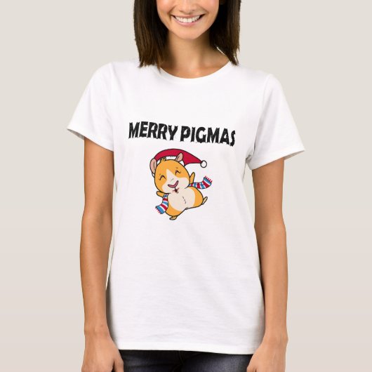Merry Pigmas Face Mask Funny Guinea Pig Christmas  T-shirt (Voorkant)