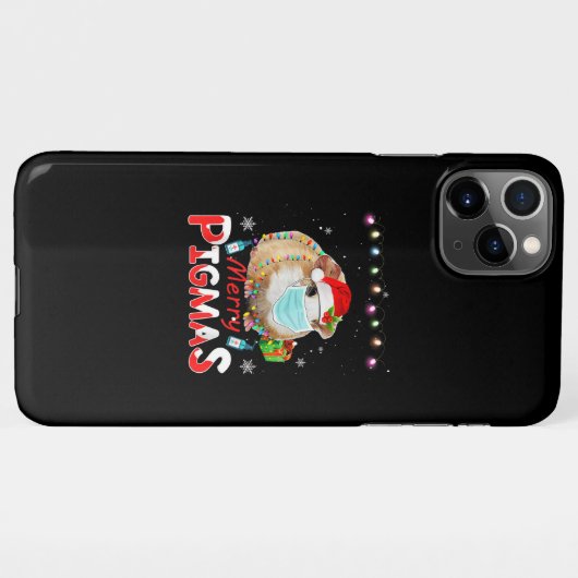 Merry Pigmas Face Mask Funny Guinea Pig Kerstmis iPhone Hoesje (Achterkant horizontaal)