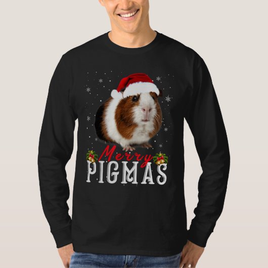 Merry Pigmas Face Mask Funny Guinea Pig Kerstmis T-shirt (Voorkant)