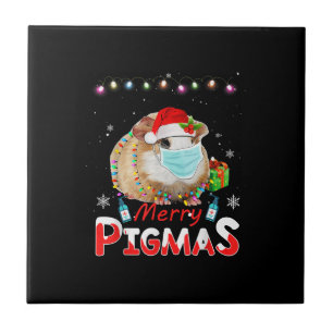 Merry Pigmas Face Mask Funny Guinea Pig Kerstmis Tegeltje