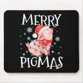 Merry Pigmas Funny Pig Christmas Lights Tree Xmas Muismat (Voorkant)