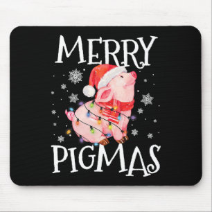 Merry Pigmas Funny Pig Christmas Lights Tree Xmas Muismat