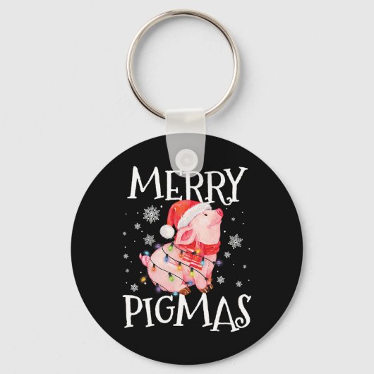 Merry Pigmas Funny Pig Christmas Lights Tree Xmas Sleutelhanger (Voorkant)