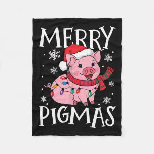 Merry Pigmas Funny Pig Christmas Santa Pig Fa Fleece Deken