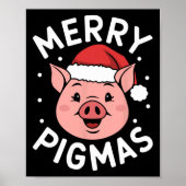 Merry Pigmas Funny Pig Christmas Santa Pig Fa Poster (Voorkant)