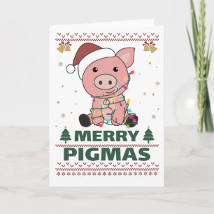 Merry Pigmas Funny Pig Kaart met kerstmis