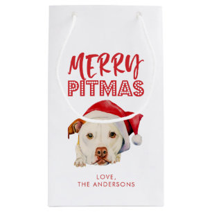 Merry Pitmas, Cute Santa Pit Bull Dog Personalized Klein Cadeauzakje