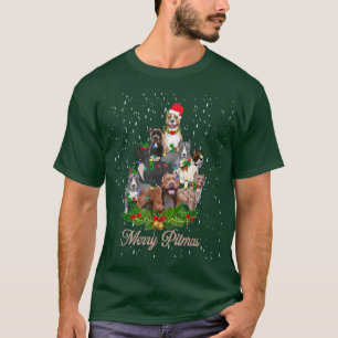 Merry Pitmas Funny Pitbull Dog Ugly Kerstmis T-shirt