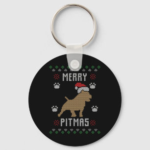 Merry Pitmas Grappige Lelijke Kersttrui Pit Bull Sleutelhanger