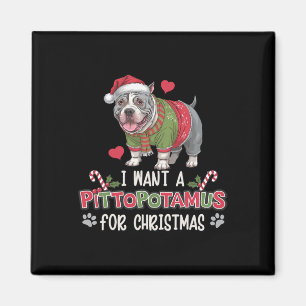 Merry Pitmas Pitbull Dog I Love My Pittopotamus CH Magneet