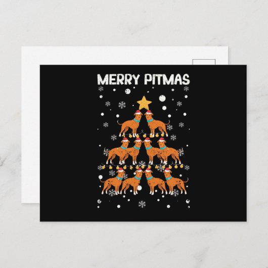 Merry Pitmas Pitbull Dog Merry Christmas Tree Briefkaart (Voorkant / Achterkant)