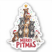 Merry Pitmas Pitbull Dog Ugly Christmas Sweater Tr Sticker (Voorkant)