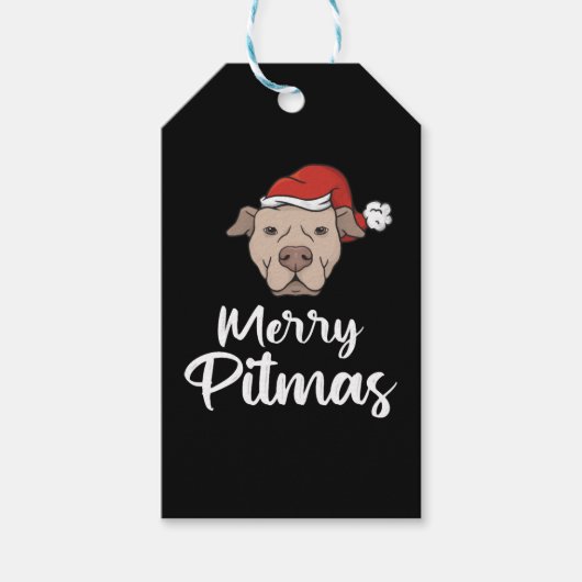 Merry Pitmas Pitbull Kerstmis Cadeaulabel (Voorkant)