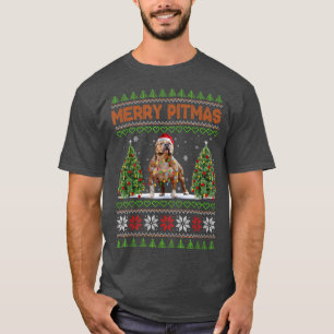 Merry Pitmas Pitbull Santa Claus Dog Ugly Christma T-shirt