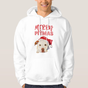 Merry Pitmas Santa Pit Bull Terrier Dog Portrait Hoodie