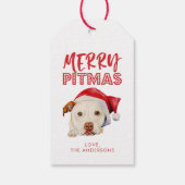 Merry Pitmas, Schattigee Santa Pit Bull Dog gepers Cadeaulabel (Achterkant)