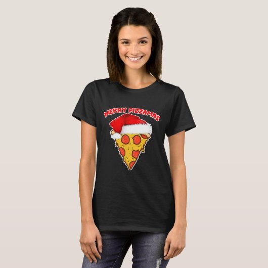 Merry Pizzamas Pizza Pajamas Kerstmis T-shirt (Voorkant volledig)