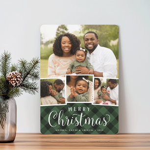 Merry Plaid Kerst Foto Collage Kaart