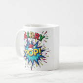 Merry Pop: Vibrant Comic Art Christmas Mug with Sa (Devant gauche)