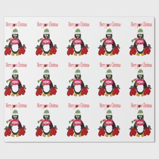 Merry Pow Kerst Pinguïn Wrapping Papier (Vlak)