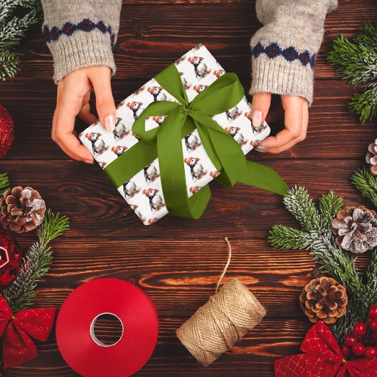 Merry Puffin Cadeaupapier