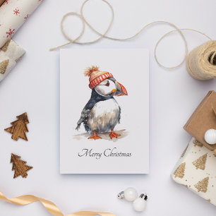 Merry Puffin, op maat Feestdagenkaart