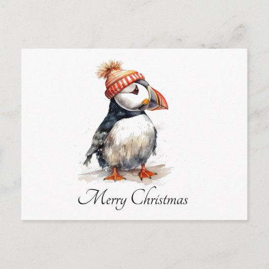Merry Puffin, op maat Feestdagenkaart (Voorkant)