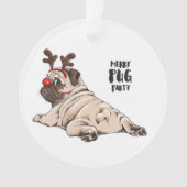 Merry Pug Party Ornament (voorkant)