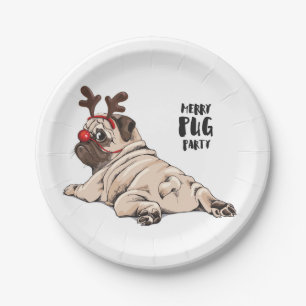 Merry Pug Party Papieren Bordje
