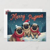 Merry Pugmas Feestdagenkaart (Voorkant / Achterkant)