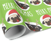 Merry Pugmas kerstkerstkerstman: rendejuffier Pug Cadeaupapier (Rol Hoek)