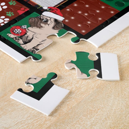 Merry Pugmas kerstmis met kerstfeest als boer Legpuzzel (Zijkant)