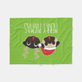 Merry Pugmas Pug Santa Pug Reindeer Fleece Blanket (Voorkant (Horizontaal))