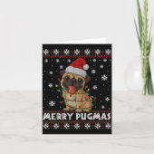 Merry Pugmas Ugly Christmas Sweater Cute Pug Dog  Kaart (Voorkant)