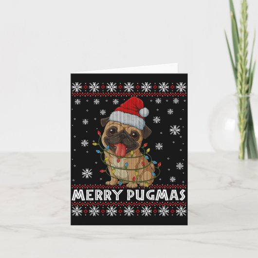 Merry Pugmas Ugly Christmas Sweater Cute Pug Dog  Kaart (Voorkant)
