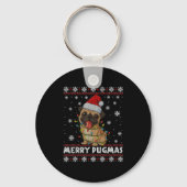 Merry Pugmas Ugly Christmas Sweater Cute Pug Dog Sleutelhanger (Voorkant)
