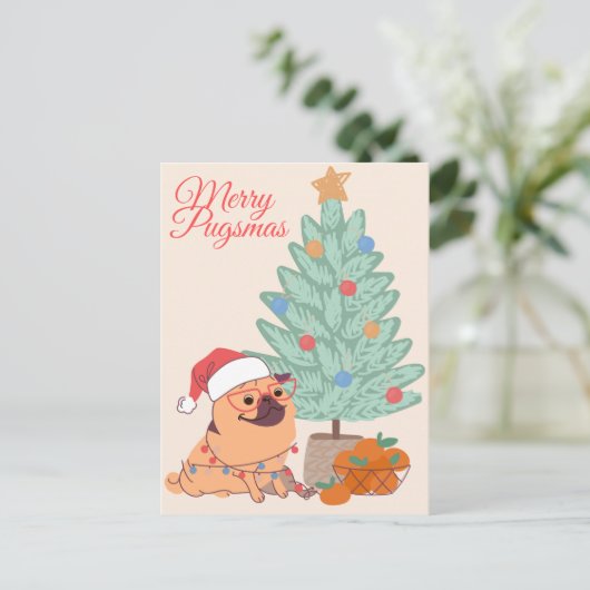 Merry Pugsmas Briefkaart (Staand voorkant)