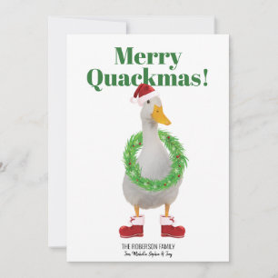 Merry Quackmas Santa Duck Flat Holiday-kaart Feestdagenkaart