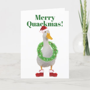 Merry Quackmas Santa Duck Folded Holiday Card Feestdagen Kaart