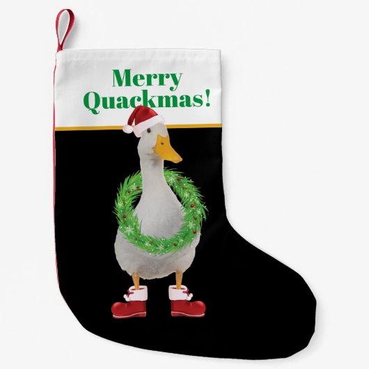 Merry Quackmas Santa Duck Kleine Kerstsok (Voorkant)