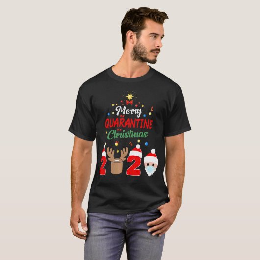Merry Quarantine Kerstmis 2020 Xmas Pajamas T-shirt (Voorkant volledig)