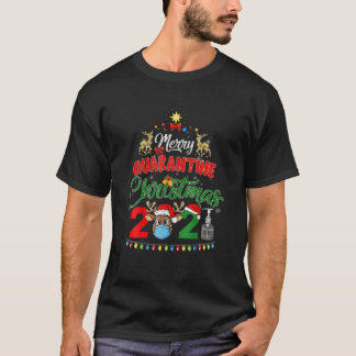 Merry Quarantine Kerstmis 2021 Reindeer Funny Fam T-shirt