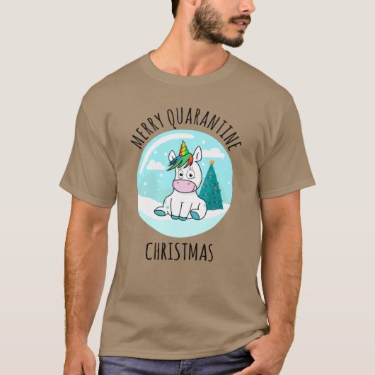 Merry Quarantine Kerstunicorn T-shirt (Voorkant)