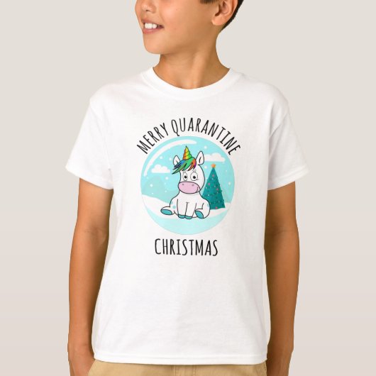 Merry Quarantine Kerstunicorn T-shirt (Voorkant)