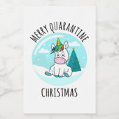 Merry Quarantine Kerstunicorn Voedselcontainer Etiket (Enkel label)