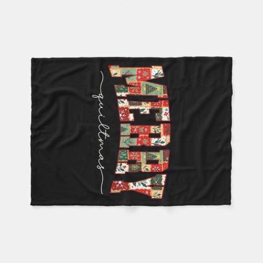 Merry Quiltmas Patchwork Quilters Knitting Sewing Fleece Deken (Voorkant (Horizontaal))