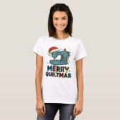 Merry Quiltmas Sewing Machine T-shirt (Voorkant volledig)