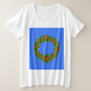 Merry Red Berry en Holly Wreath voor Kerstmis Grote Maat T-shirt