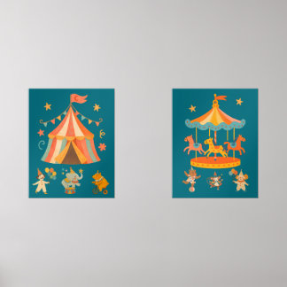 Merry Retro Circus Print Set