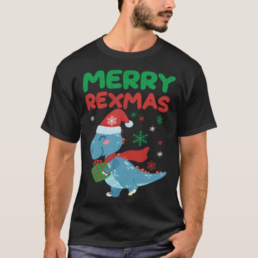 Merry RexMas Christmas Dinosaur T-shirt (Voorkant)